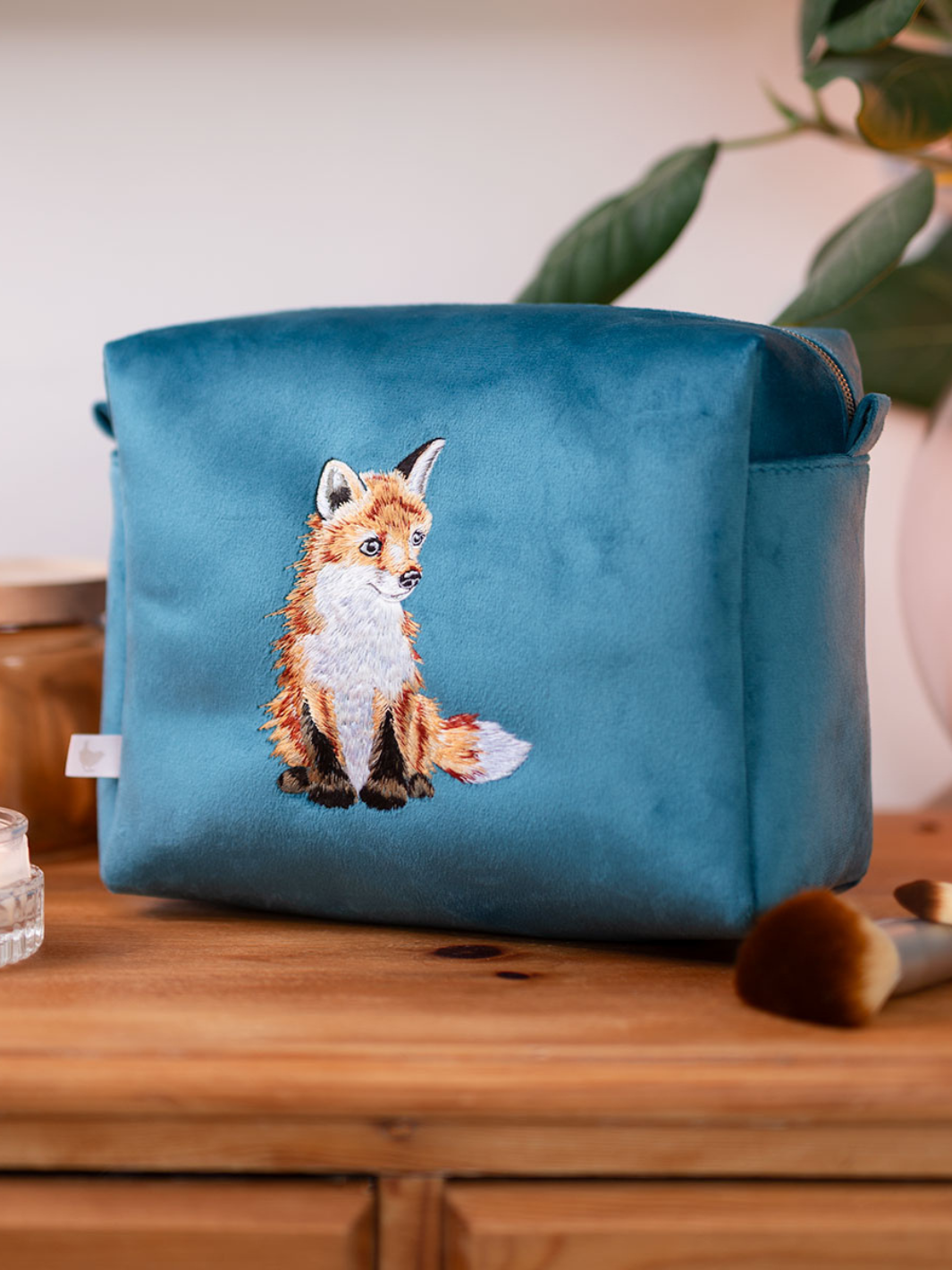 Daydreamer Fox Embroidered Cosmetic Bag