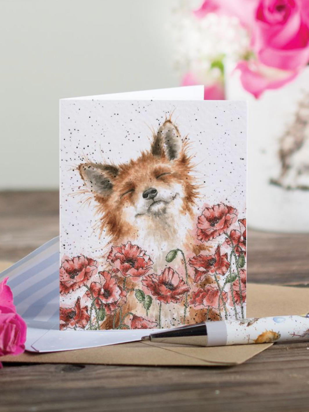 Poppy Field Fox Mini Card