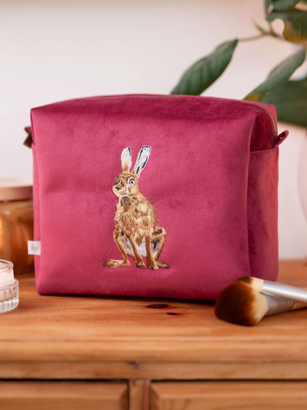 Golden Hour Hare Embroidered Cosmetic Bag
